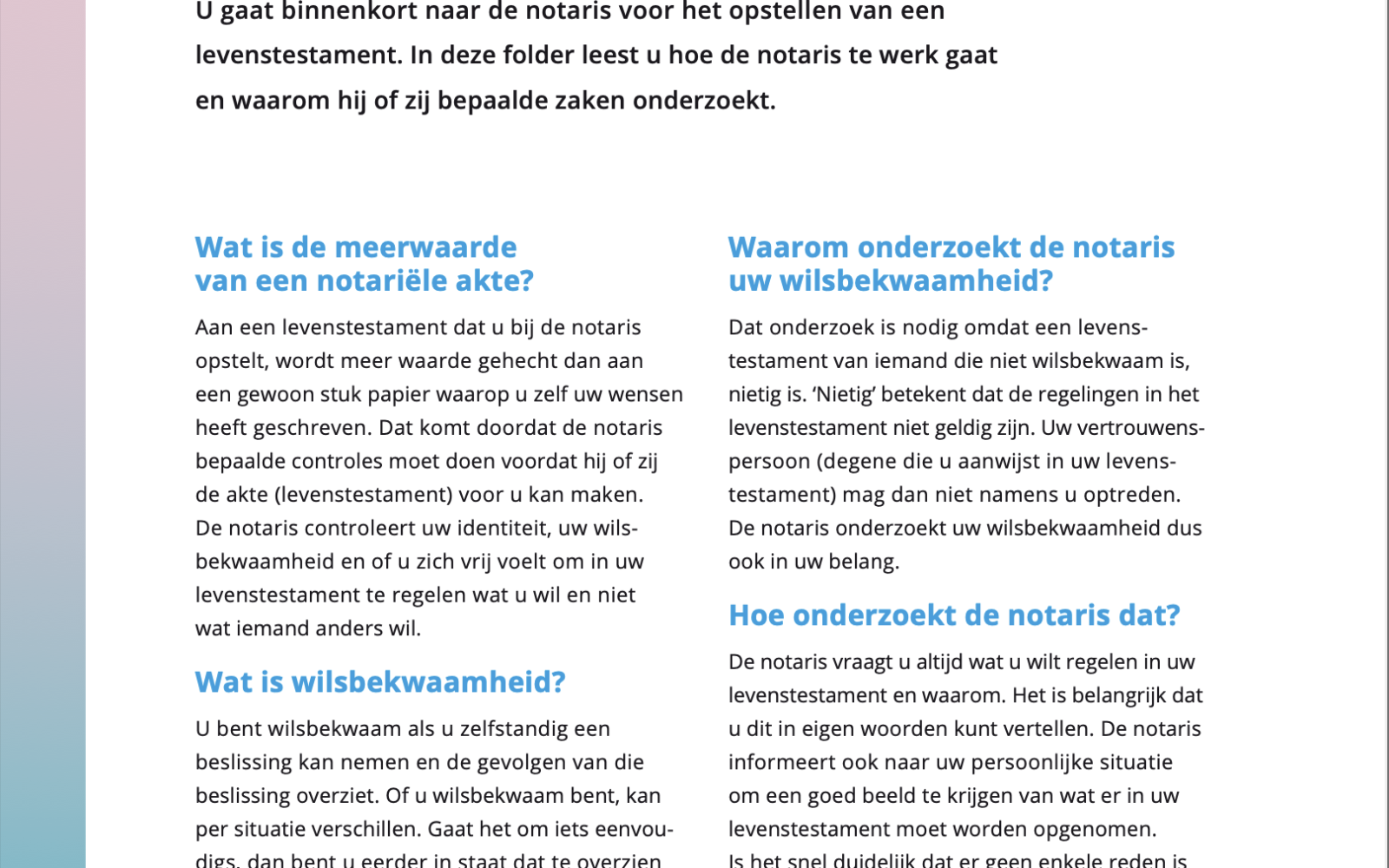 Opstellen van een levenstestament